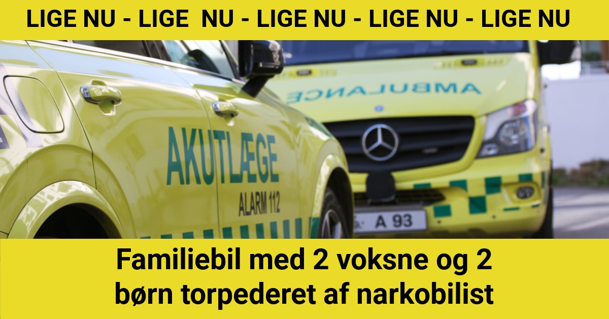 Familiebil med 2 voksne og 2 børn torpederet af narkobilist