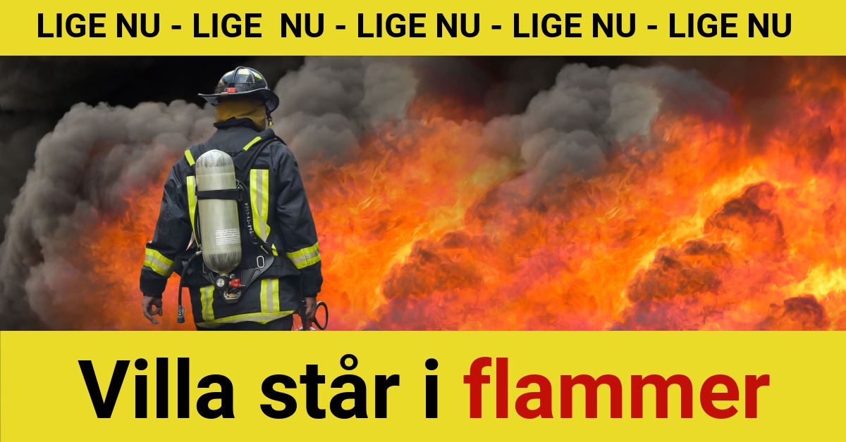 LIGE NU: Villa står i flammer