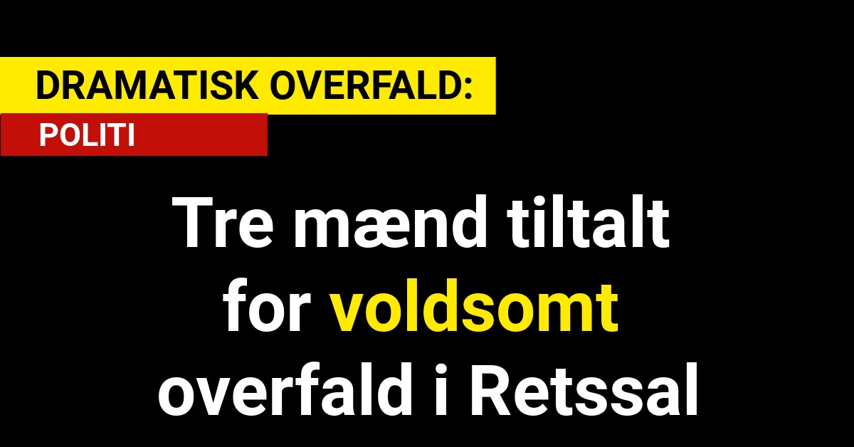 Tre mænd tiltalt for voldsomt overfald i Retssal