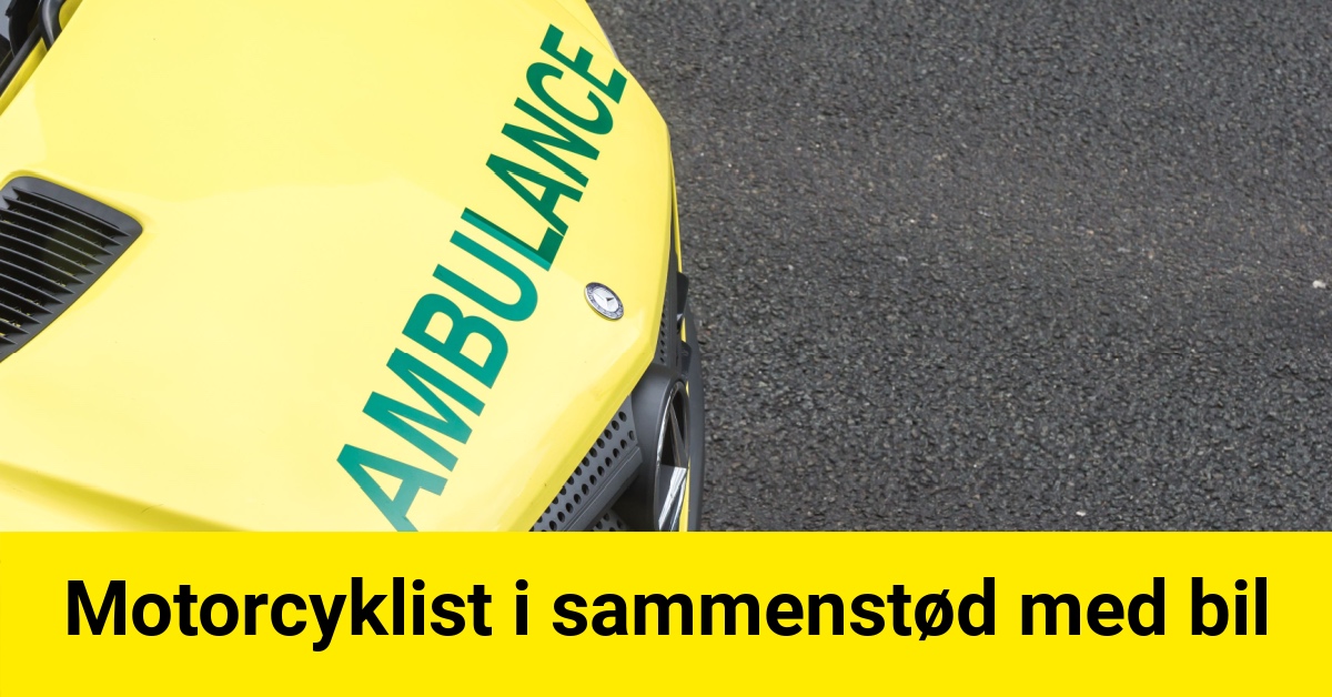 Motorcyklist i sammenstød med bil