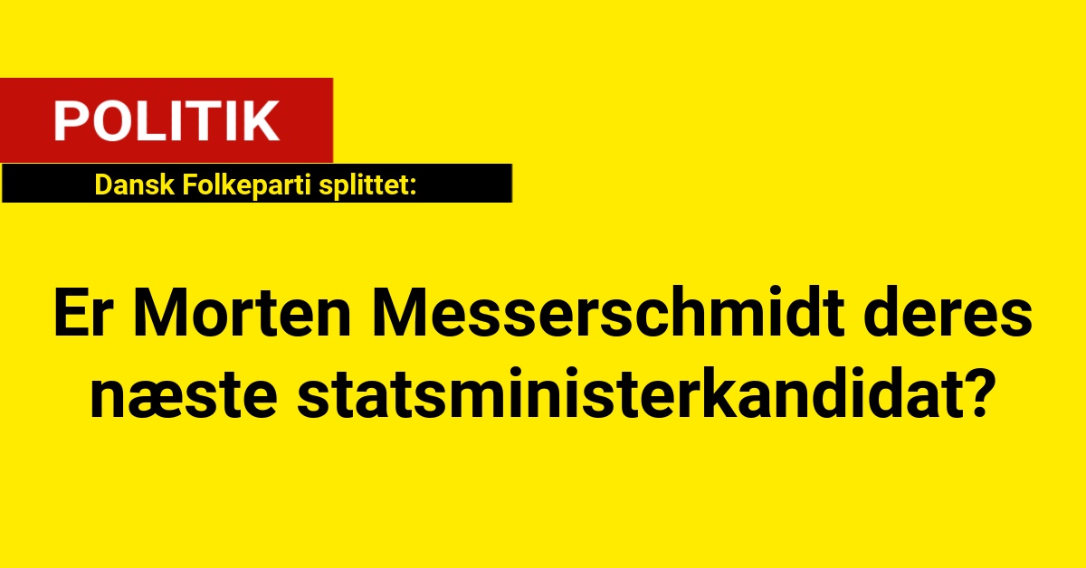 Dansk Folkeparti splittet: Er Morten Messerschmidt deres næste statsministerkandidat?