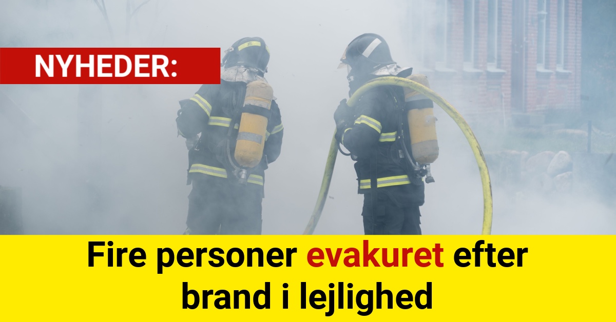 Fire personer evakuret efter brand i lejlighed