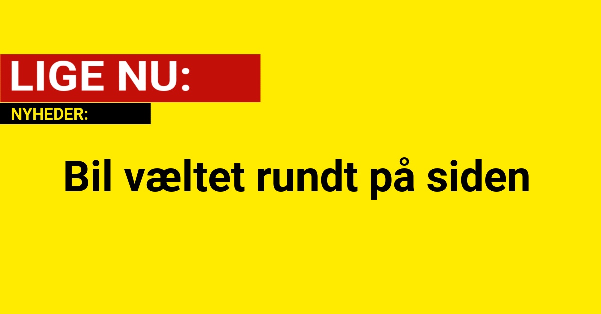 Bil væltet rundt på siden