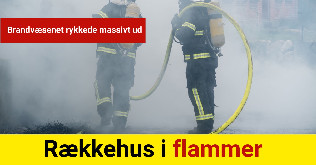 Rækkehus i flammer: Brandvæsenet rykkede massivt ud