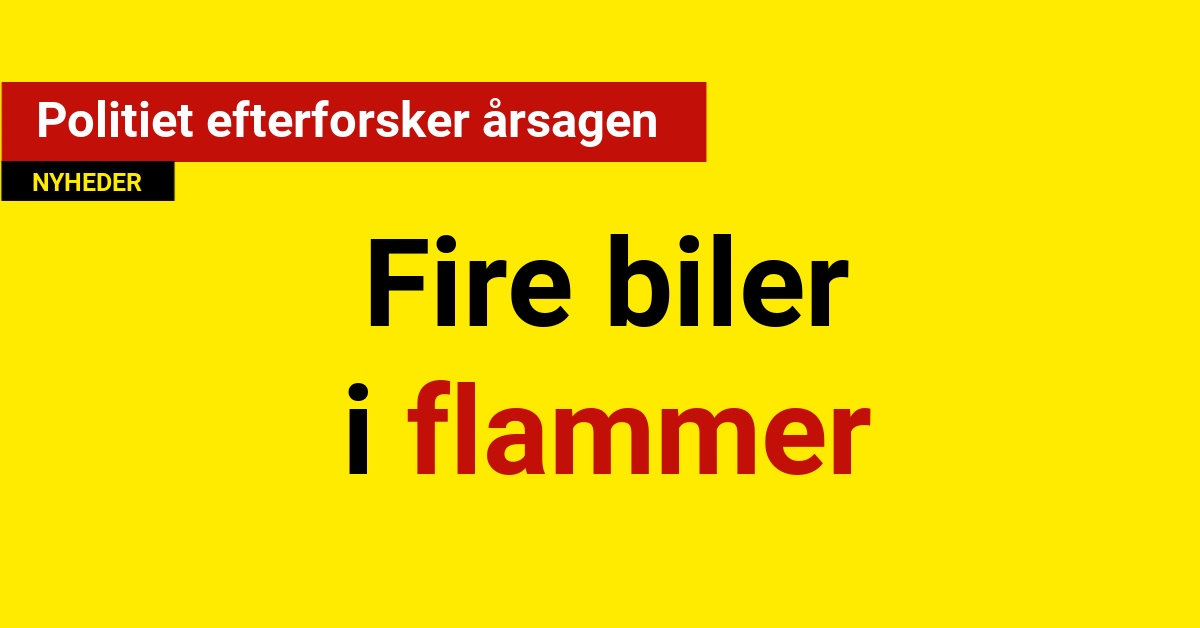 Fire biler i flammer: Politiet efterforsker årsagen