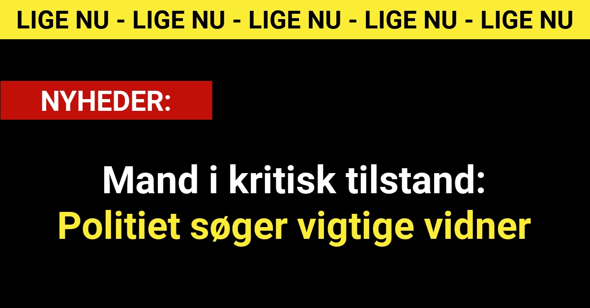 Mand i kritisk tilstand: Politiet søger vigtige vidner