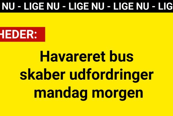 Havareret bus skaber udfordringer mandag morgen