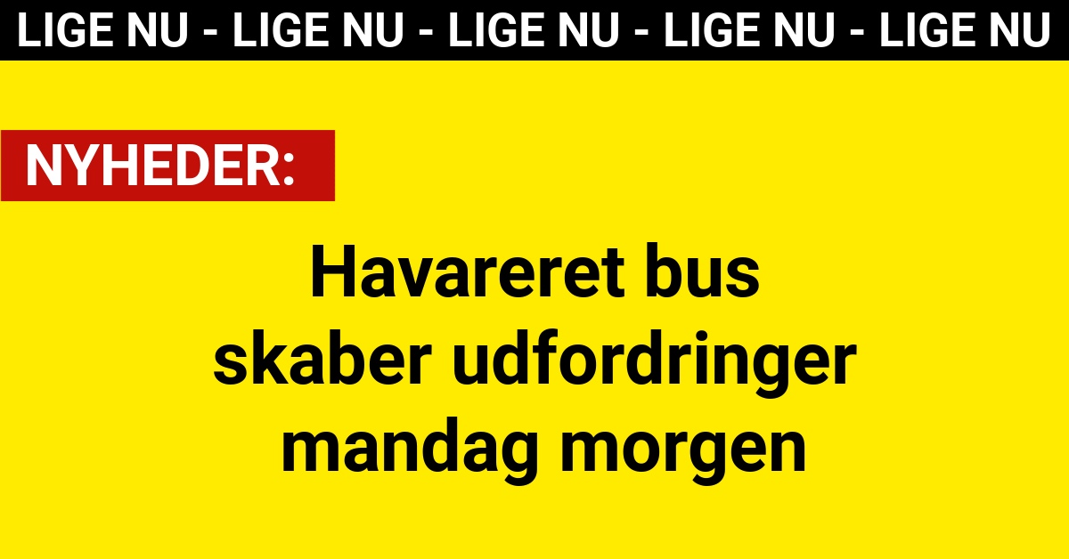 Havareret bus skaber udfordringer mandag morgen