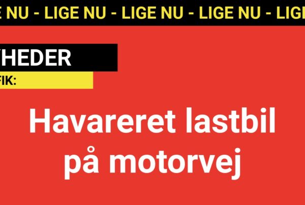 Havareret lastbil på motorvej