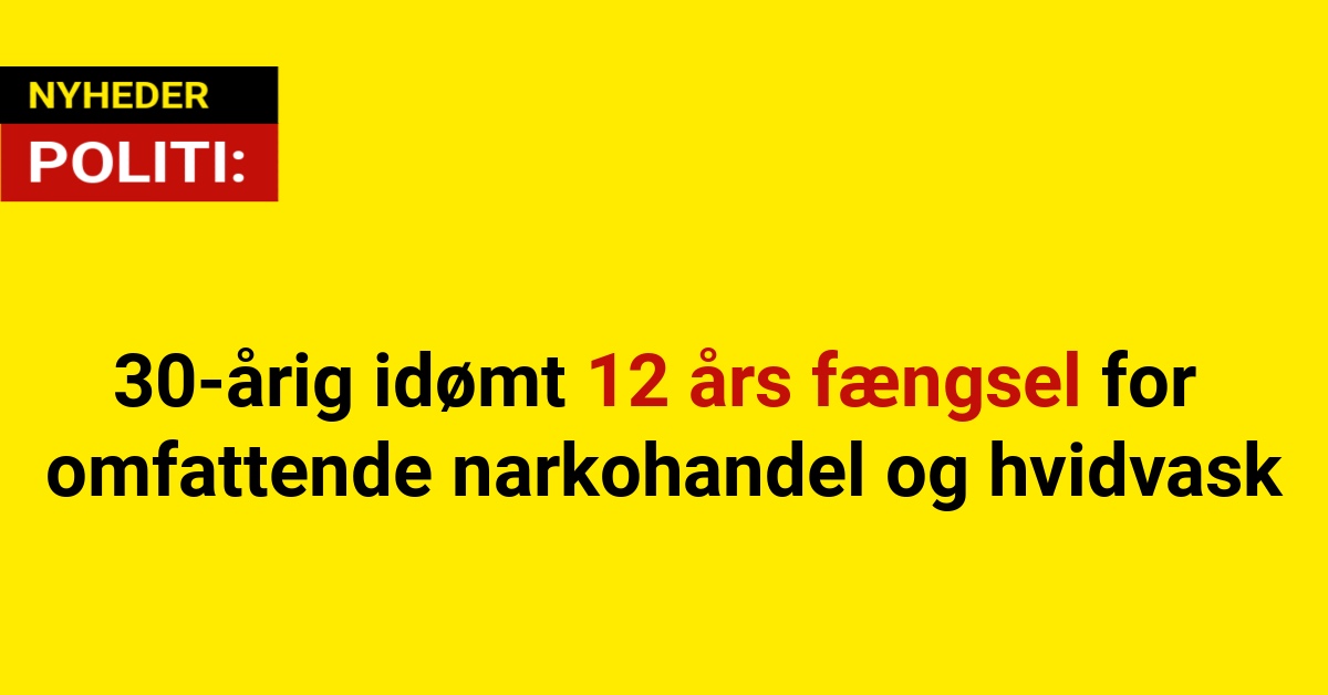 30-årig idømt 12 års fængsel for omfattende narkohandel og hvidvask