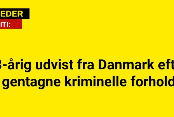 23-årig udvist fra Danmark efter gentagne kriminelle forhold