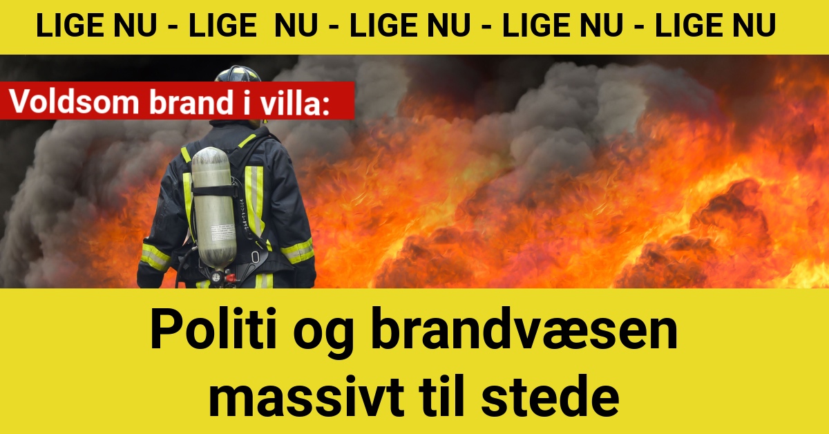 Voldsom brand i villa: Politi og brandvæsen massivt til stede