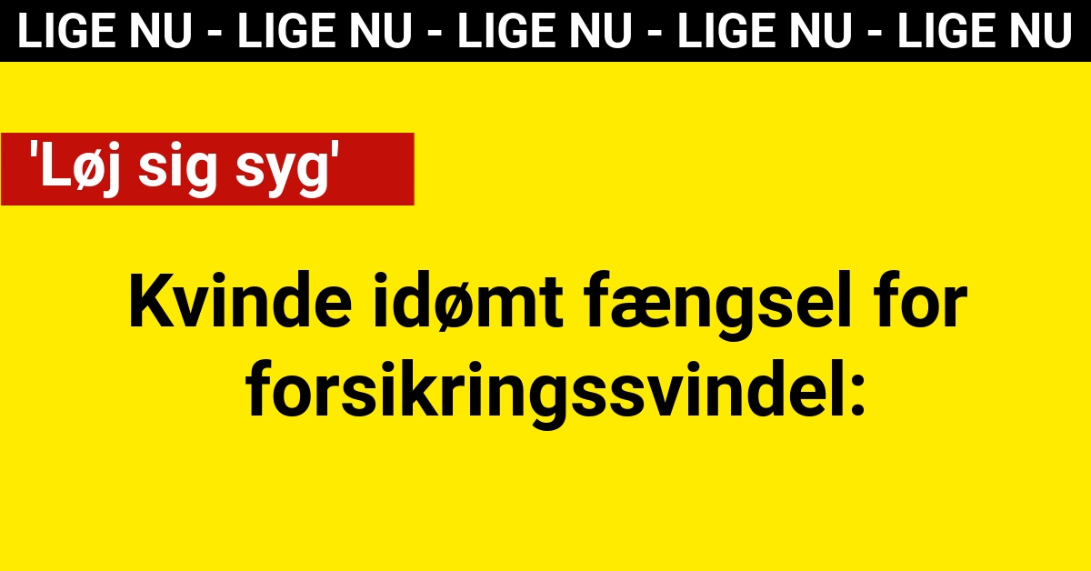 Kvinde idømt fængsel for forsikringssvindel: 'Løj sig syg'