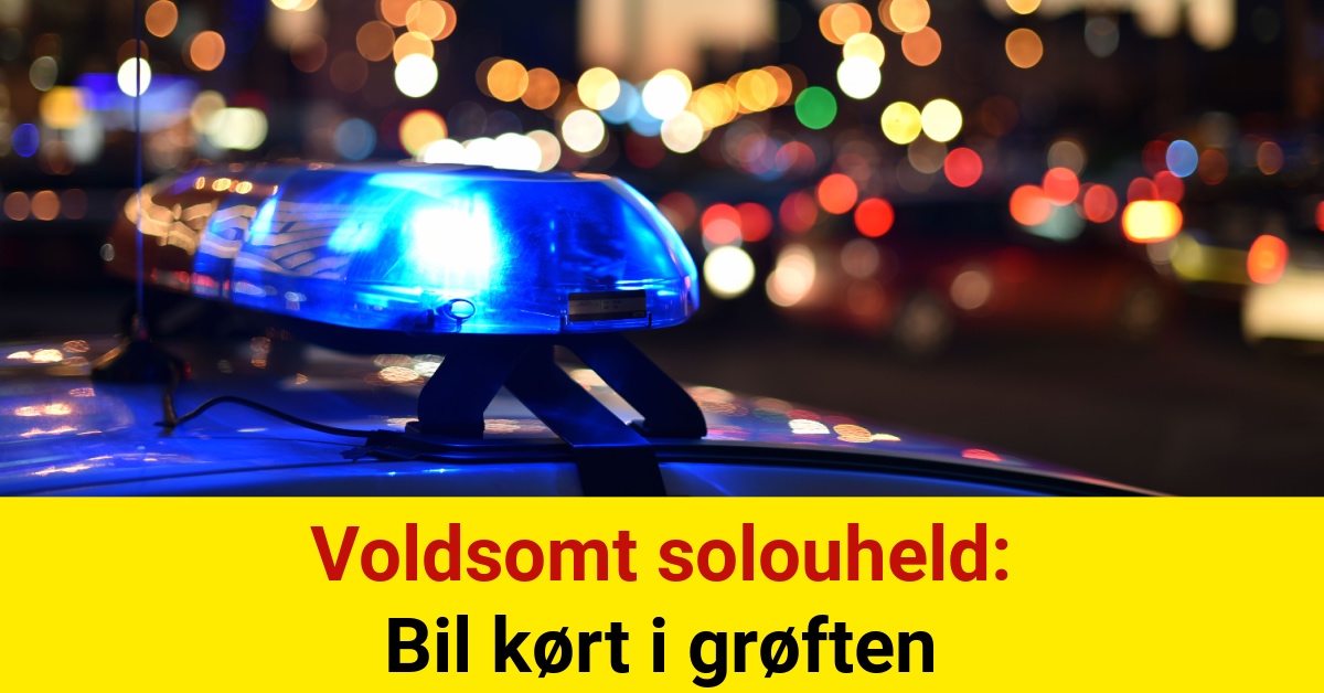 Voldsomt solouheld: Bil kørt i grøften