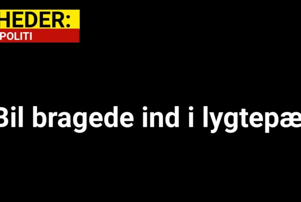 Bil bragede ind i lygtepæl