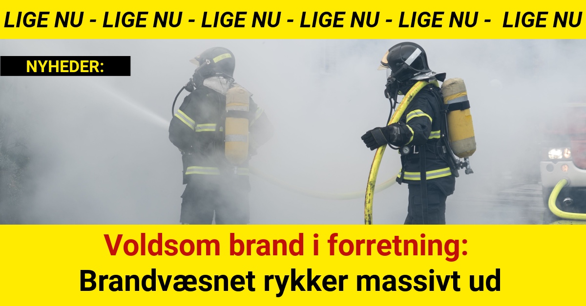 Voldsom brand i forretning: Brandvæsnet rykker massivt ud