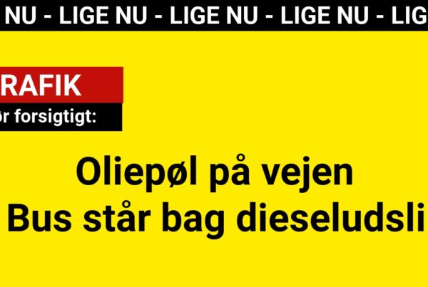 Kør forsigtigt: Oliepøl på vejen - Bus står bag dieseludslip