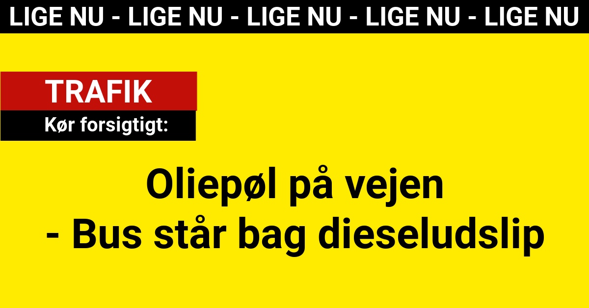 Kør forsigtigt: Oliepøl på vejen - Bus står bag dieseludslip