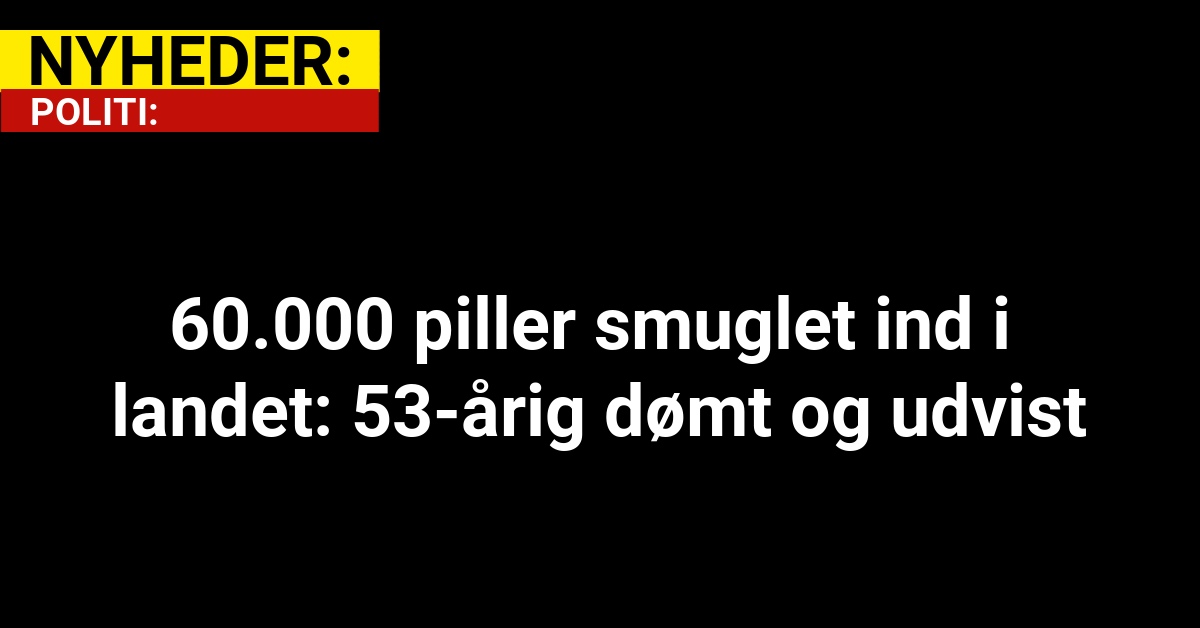 60.000 piller smuglet ind i landet: 53-årig dømt og udvist