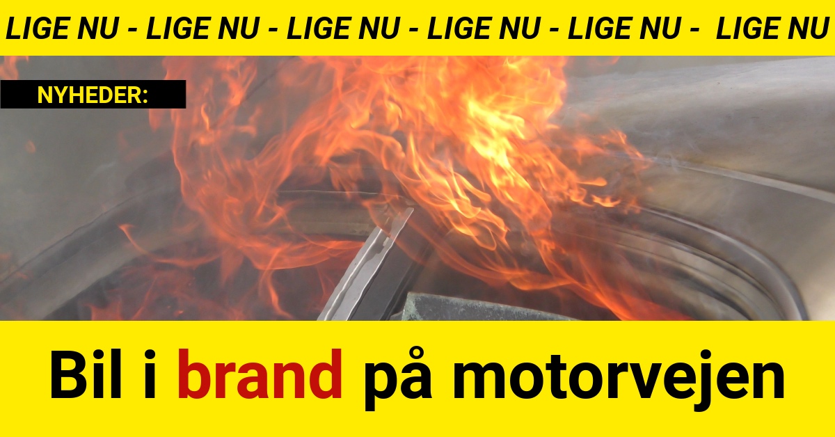 Bil i brand på motorvejen