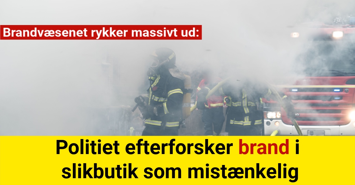 Brandvæsenet rykker massivt ud: Politiet efterforsker brand i slikbutik som mistænkelig