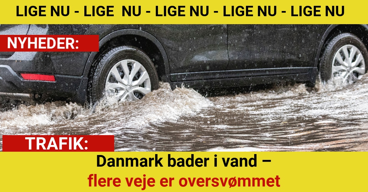 Danmark bader i vand – flere veje er oversvømmet