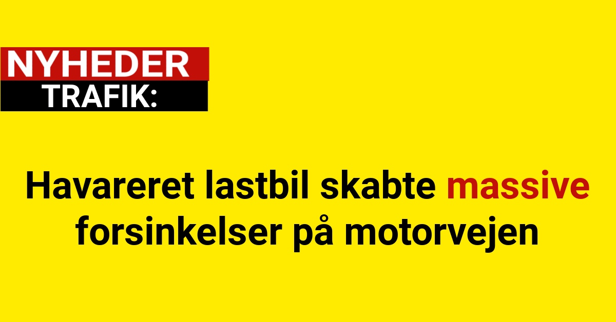 Havareret lastbil skabte massive forsinkelser på motorvejen