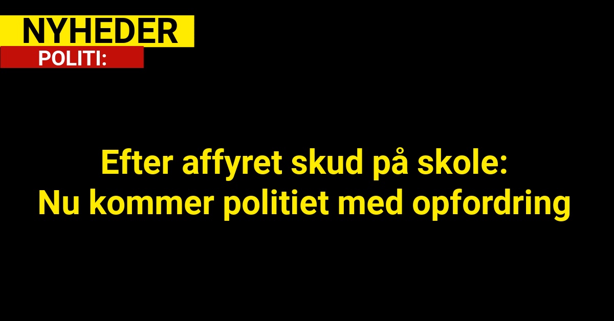 Efter affyret skud på skole: Nu kommer politiet med opfordring