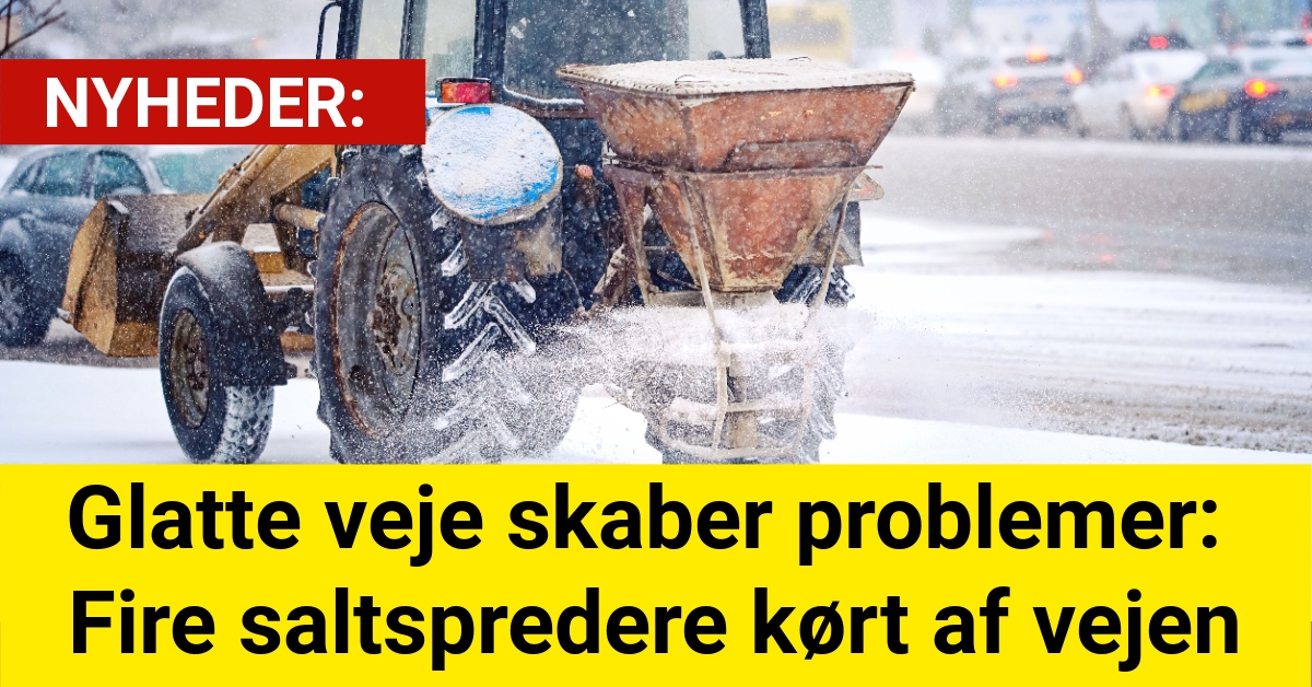 Glatte veje skaber problemer: Fire saltspredere kørt af vejen