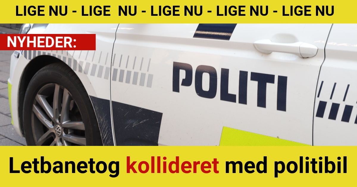 LIGE NU: Letbanetog kollideret med politibil