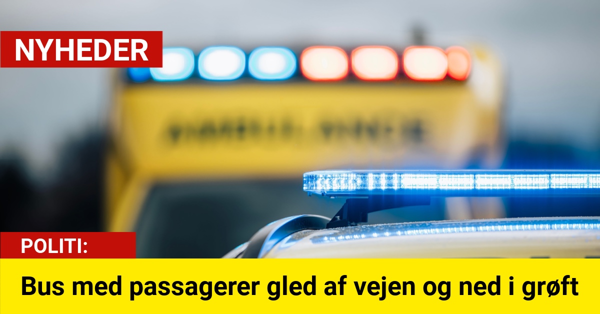 Bus med passagerer gled af vejen og ned i grøft