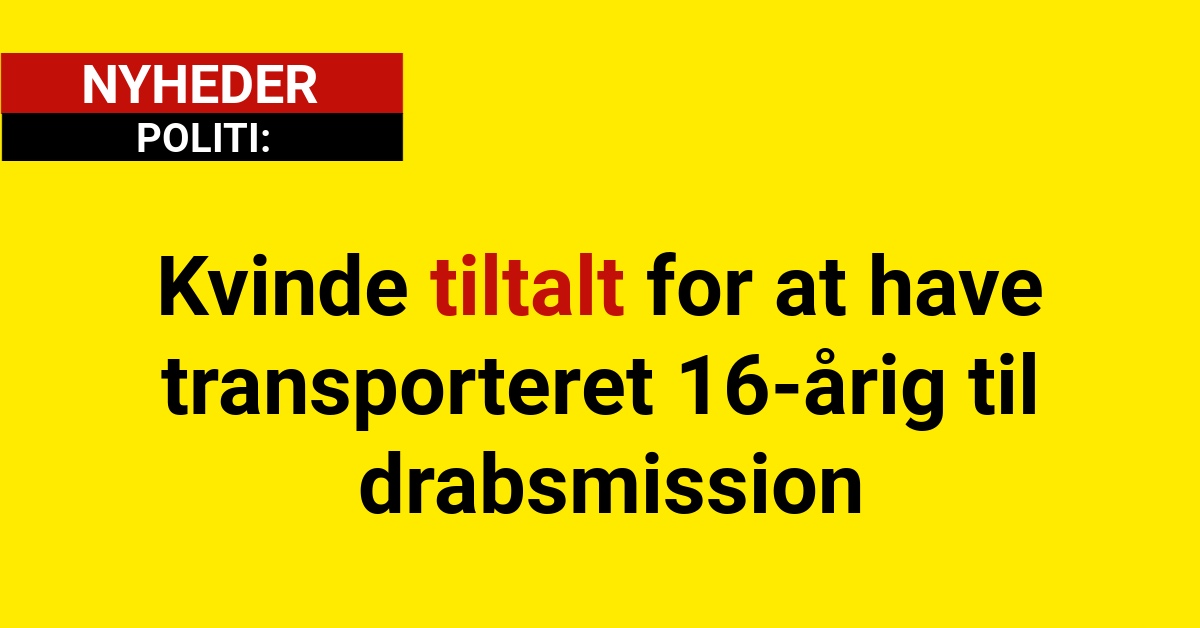 Kvinde tiltalt for at have transporteret 16-årig til drabsmission