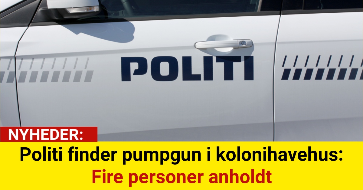 Politi finder pumpgun i kolonihavehus: Fire personer anholdt