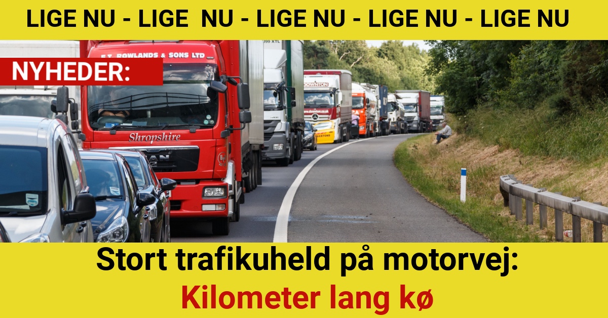 Stort trafikuheld på motorvej: Kilometer lang kø