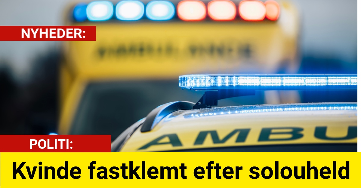 Kvinde fastklemt efter solouheld