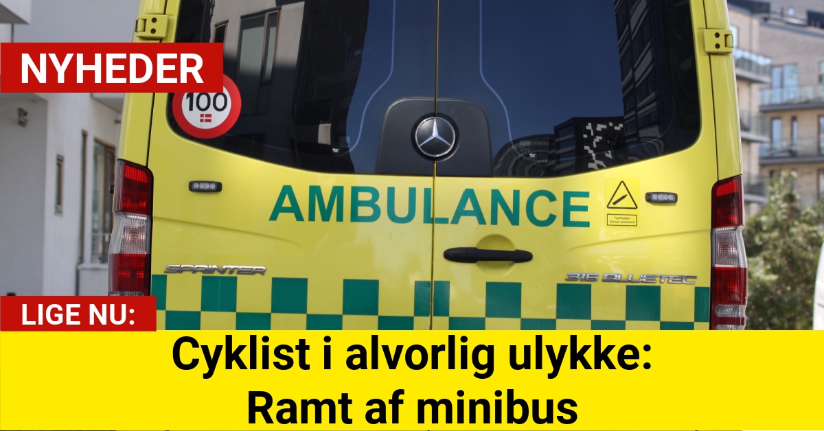 Cyklist i alvorlig ulykke: Ramt af minibus