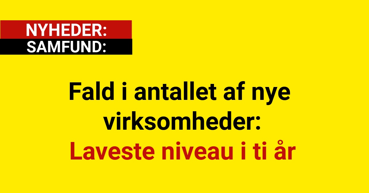 Fald i antallet af nye virksomheder: Laveste niveau i ti år