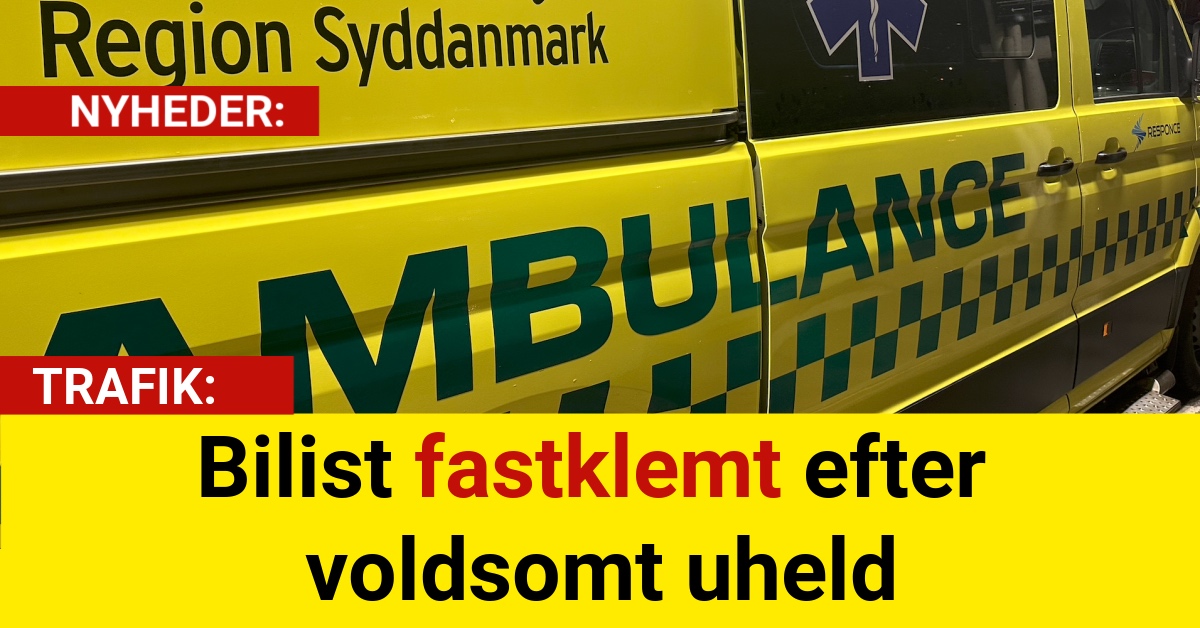 Bilist fastklemt efter voldsomt uheld