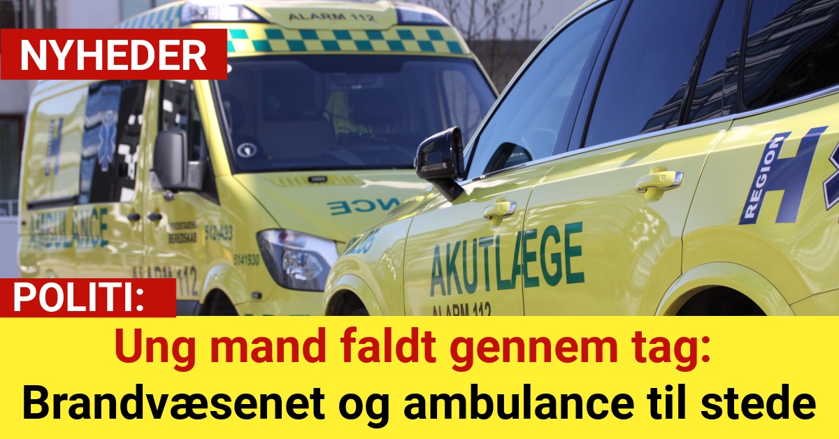 Ung mand faldt gennem tag: Brandvæsenet og ambulance til stede