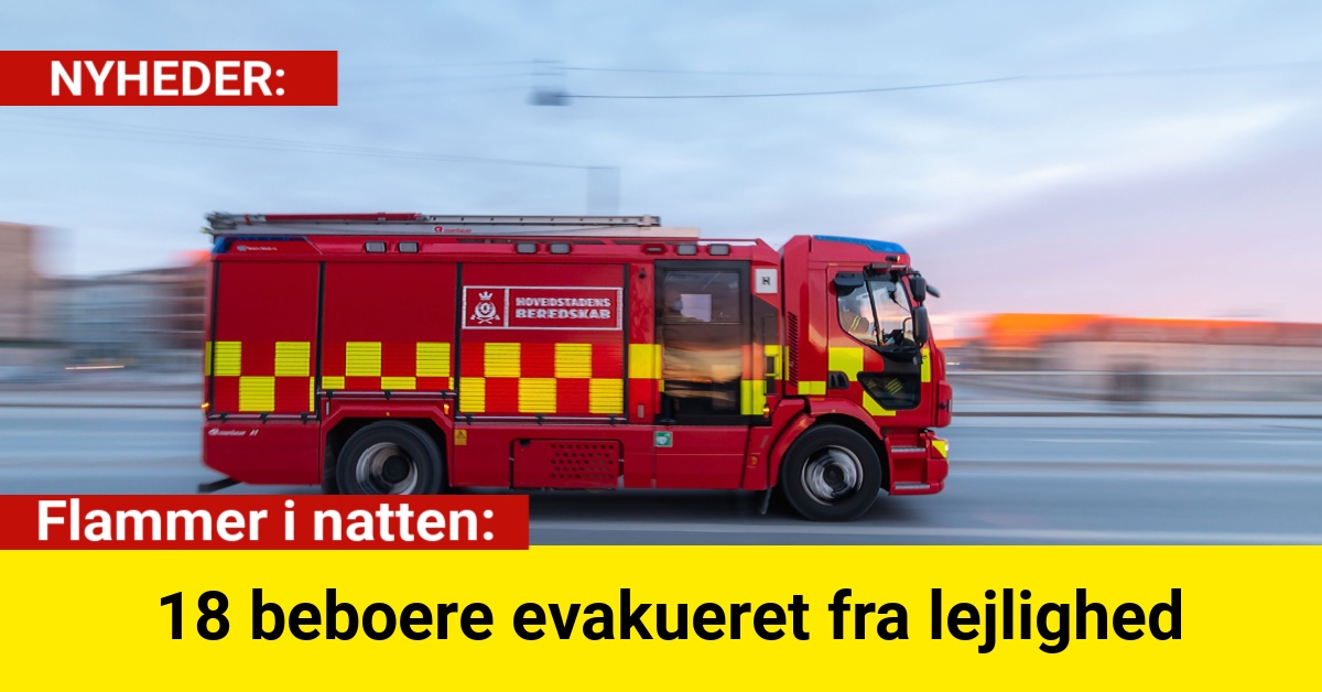 Flammer i natten: 18 beboere evakueret fra lejlighed