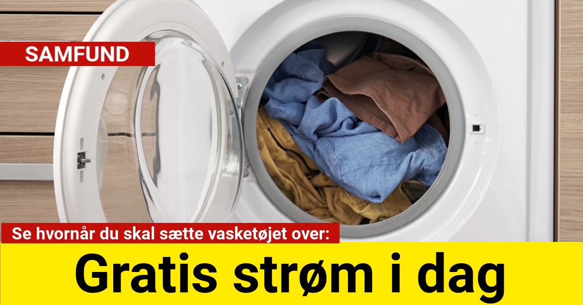 Gratis strøm i dag: Se hvornår du skal sætte vasketøjet over