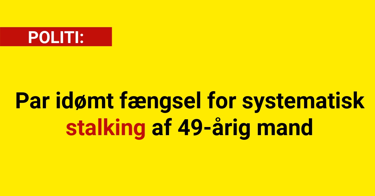 Par idømt fængsel for systematisk stalking af 49-årig mand