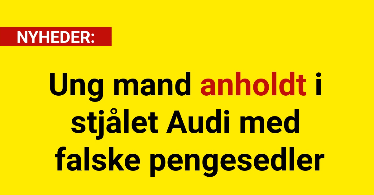 Ung mand anholdt i stjålet Audi med falske pengesedler