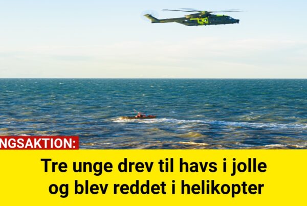 Tre unge drev til havs i jolle og blev reddet i helikopter