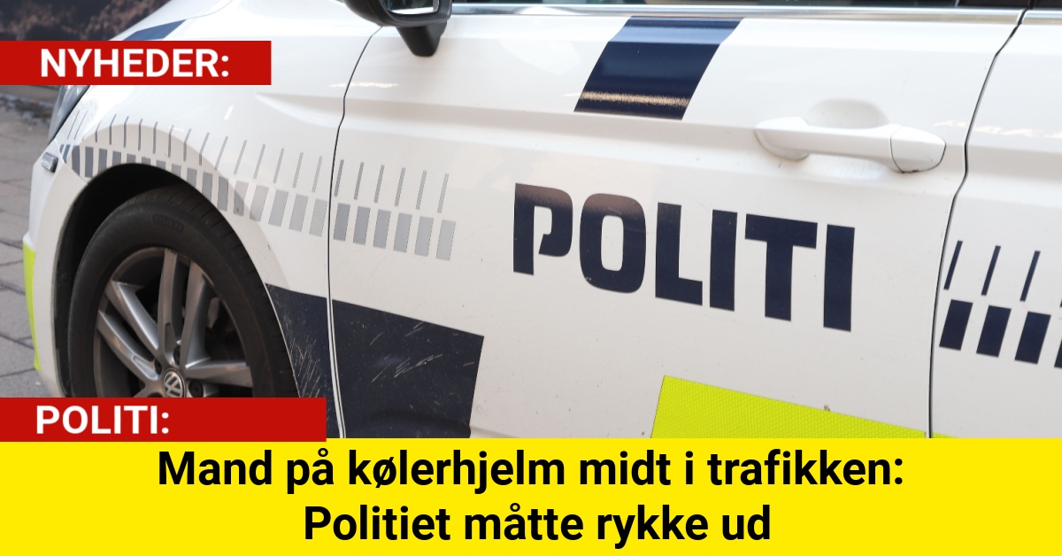 Mand på kølerhjelm midt i trafikken: Politiet måtte rykke ud