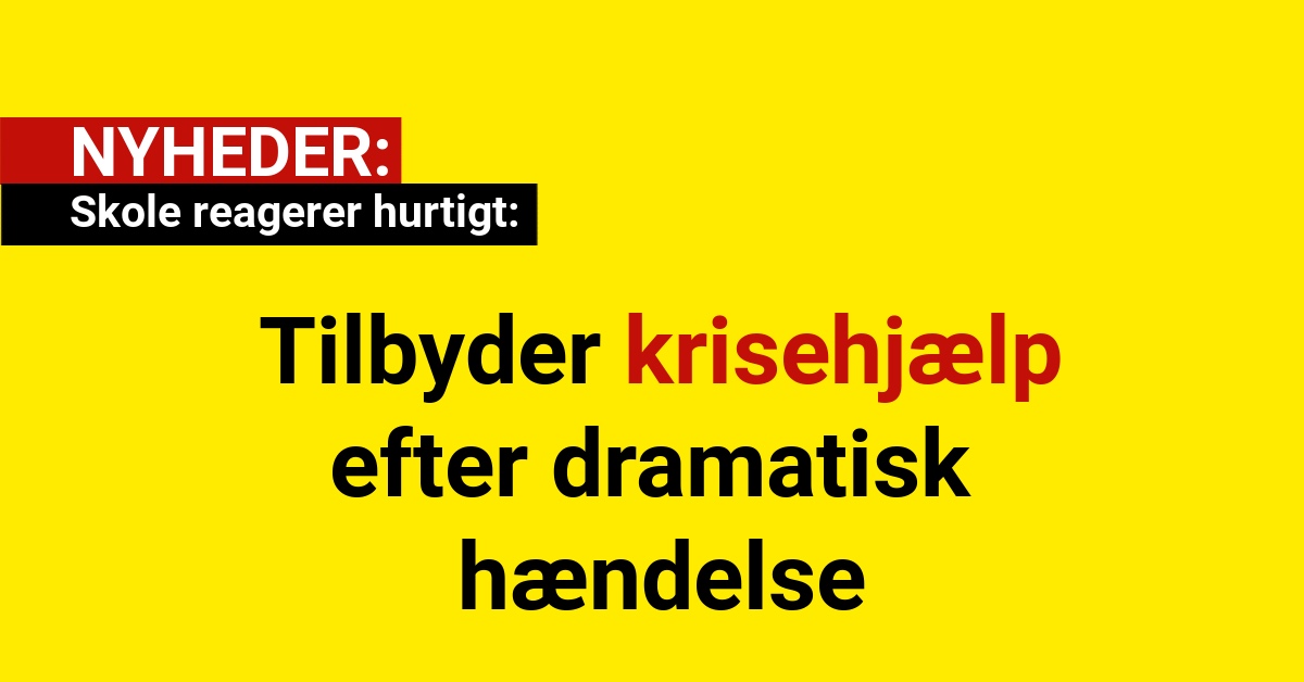 Skole reagerer hurtigt: Tilbyder krisehjælp efter dramatisk hændelse