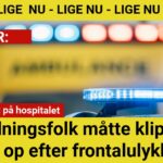 Redningsfolk måtte klippe bil op efter frontalulykke - To personer kørt på hospitalet