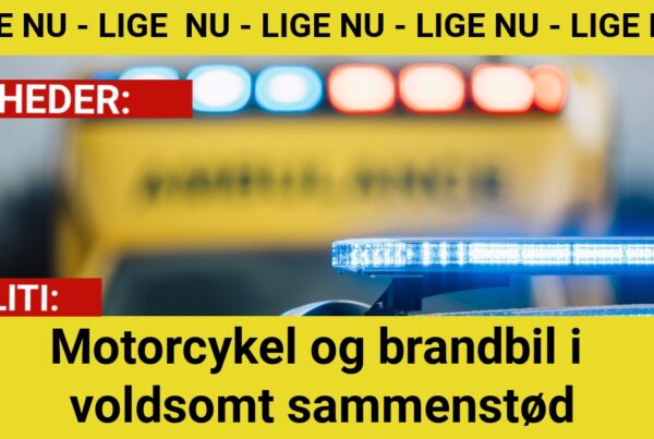Motorcykel og brandbil i voldsomt sammenstød