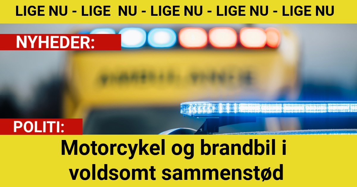 Motorcykel og brandbil i voldsomt sammenstød