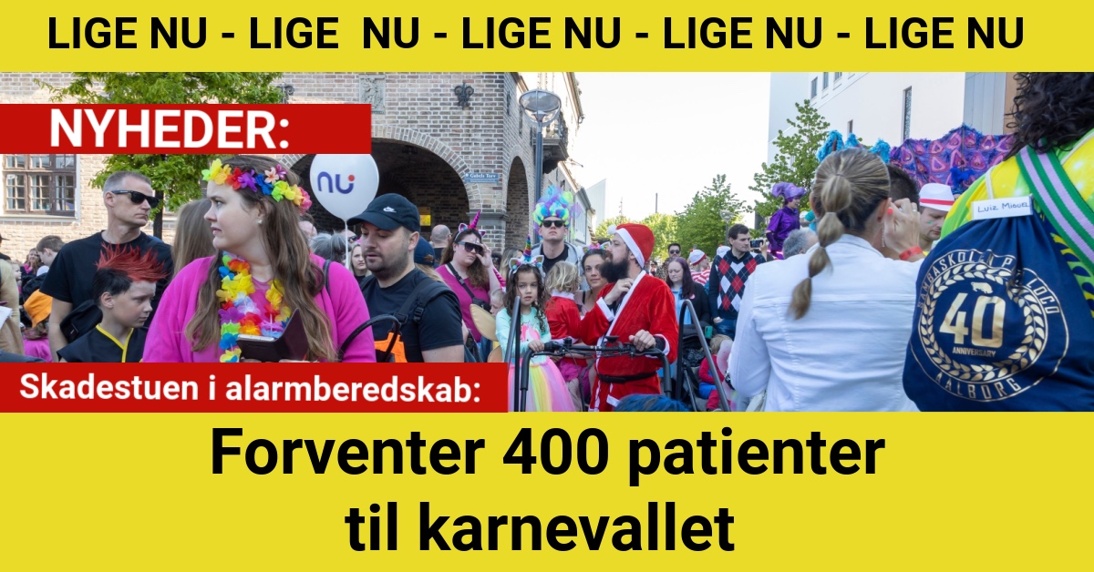 Skadestuen i alarmberedskab: Forventer 400 patienter til karnevallet
